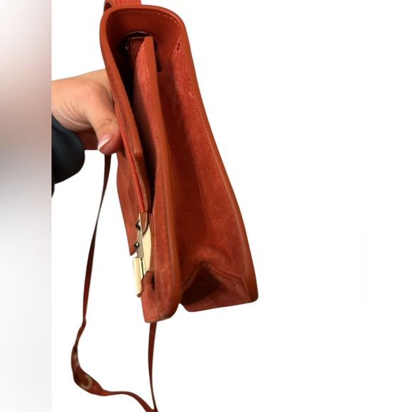 Jimmy Choo Burnt Orange Suede Rebel Crossbody Top Handle Box Bag Quiet Luxury - Picture 10 of 16